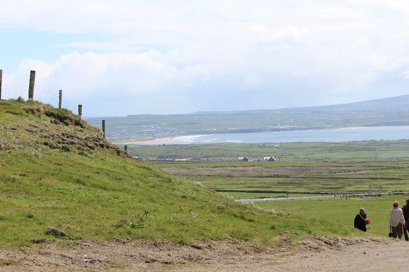 Looking down on County Clare from the path at the CLiffs of Moher